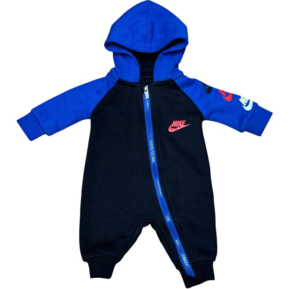Nike Futura Long Sleeve Full Zip Hooded Coverall Black Blue Red White Newborn